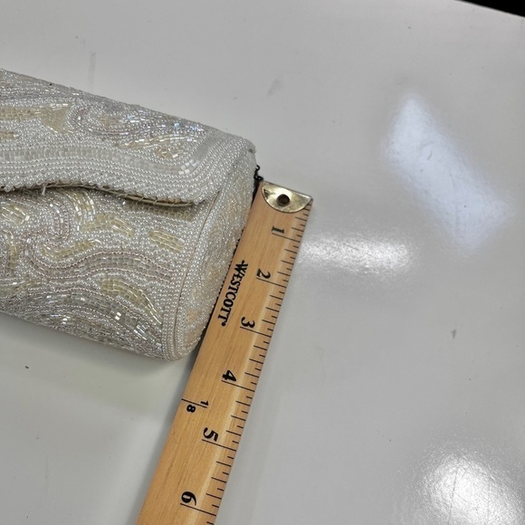 Vintage Delill Beaded Handbag Braided Chain Snap Close Evening Bag Prom Wedding - Picture 9 of 10